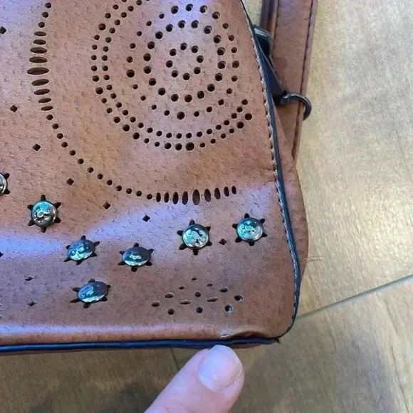 4/$25 Sam & Hadley Cut Out Embellished Crossbody Bag Brown - Picture 6 of 6
